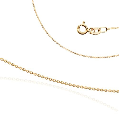 E47 Elegante Goldkette – 375/9 ct. Gold, 750er Vergoldung – Webanker facettiert – Federverschluss – Minimalistische Goldkette ohne Anhänger (45 cm)