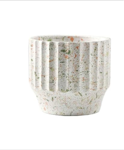 PUFAHAU Vaso per Piante di Cactus in Cemento, Design Moderno, vasi per Bonsai, vasi per Piante grasse, contenitori per Piante grasse e Cactus da Esterno, vasi per Fiori in Cement(White-17.5cm*16cm)