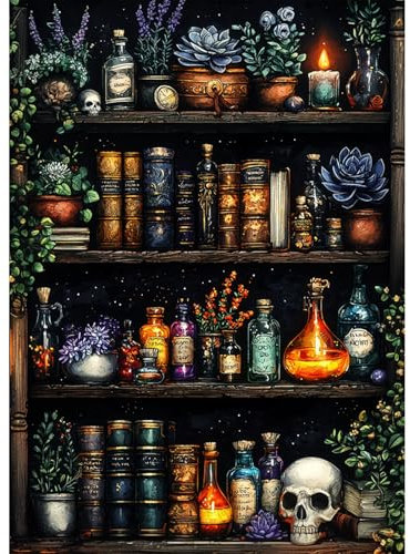 AIRDEA Bücherregal Diamond Painting Erwachsene, DIY 5D Magisches Buch Diamant Painting Bilder, Bastelset Erwachsene Frauen als Haus Wanddeko 30x40 cm