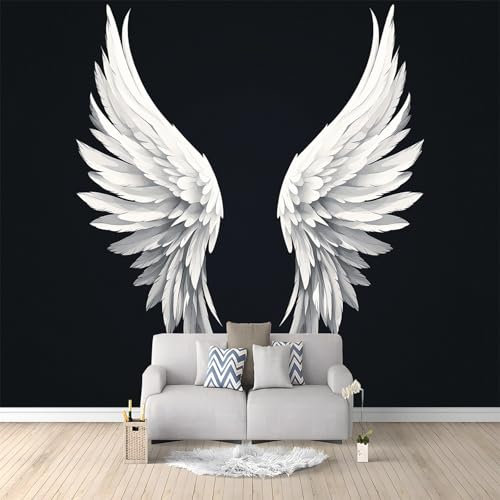 Vlies Fototapete Einfach Engelsflügel Wandbilder tapete 250 x 175 cm Art Fototapete Schwarz 3d Effekt tapeten für Wohnzimmer Schlafzimmer Büro Küche Kinderzimmer Wandtapete