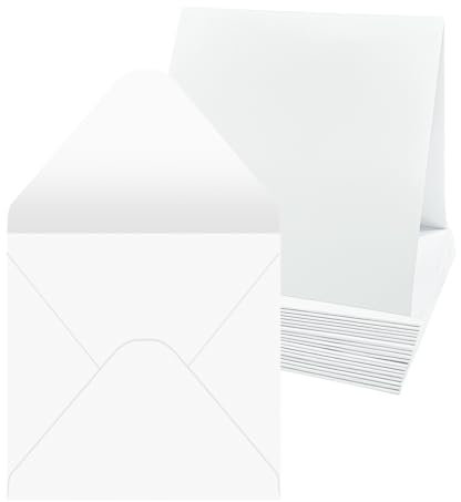 20 Set 6x6 inch Weiß Blanko Karten mit Briefumschläge, 100gsm Umschläge 300gsm Faltkarten für Grußkarten, Einladung, Geburtstagskarten, Dankeskarten - 15,2 x 15,2 cm