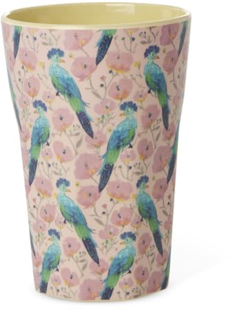 ReWu Rice Melamin Becher Groß - Exotic Bird Print - Kinderbecher Trinkbecher Melamingeschirr Bruchsicher BPA-frei 400ml