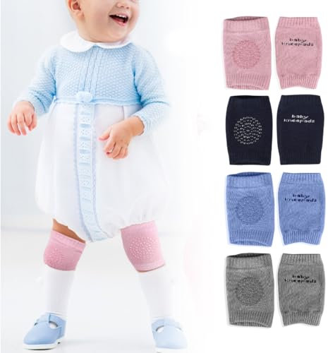 KQOZG Calcetines de gateo para bebés (4 pares) calcetines antideslizantes (para niños y niñas de 6 a 18 meses)