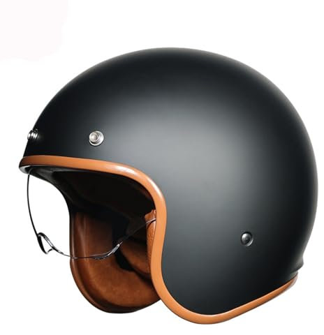 Casque Moto Scooter Casque Jet Vintage Retro Casque Demi Jet Casque De Cyclomoteur avec Lunettes Casque Bol Homologué ECE Casque for Hommes Et Femmes G,XL=(61-62CM)