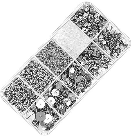 Veemoon 1650Stücke Ohrring Material für DIY Schmuckherstellung Ohrringpfosten Biegeringe für Kreative Bastelprojekte Ohrstecker Gestalten