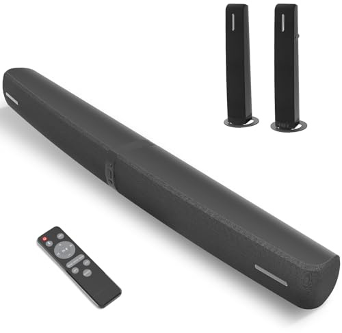 Soundbar für TV Geräte, 2-in-1 Trennbare Tower-Lautsprecher mit Bluetooth 5.3/HDMI-ARC/Optisch/AUX – Wandmontagefähige Home Cinema Sound bar mit Surround-Sound für PC/Gaming/Projektoren (Jet-black)