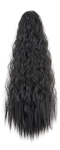 AHIOJEGX Ponytail Extension Gefälschte Pferdeschwanz Mais Dauerwelle Kordelzug Mesh Tasche Elastische Mesh Lange Haare Perücke Flauschigen(Color 1)
