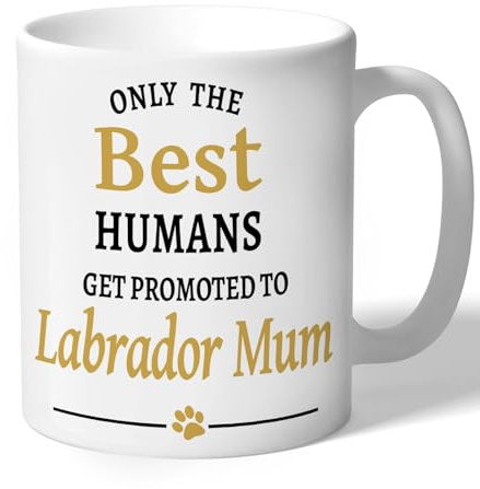 Dog Lovers Collection Only The Best Humans Get Promoted to Labrador Mum Mug Gift (Black & Gold Print)