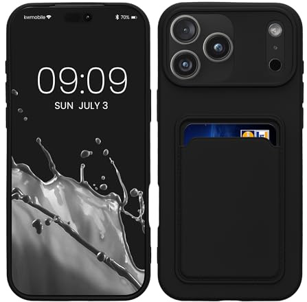 kwmobile Handyhülle für Apple iPhone 17 Pro Max Hülle mit Kartenfach - TPU Case - Kabelloses Laden - Schutzhülle Cover in Schwarz