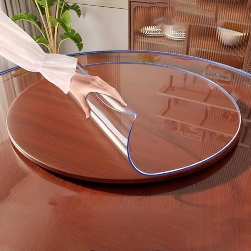 ZBXXSC Tischfolie Transparent 3mm/2mm Rund,RundeTransparente Tischdecke,Glasklar Tischschutzfolie mit Abgeschrägten Kanten,Abwaschbare Flexibel Strapazierfähig Schutzfolie(2mm,Round 50cm)