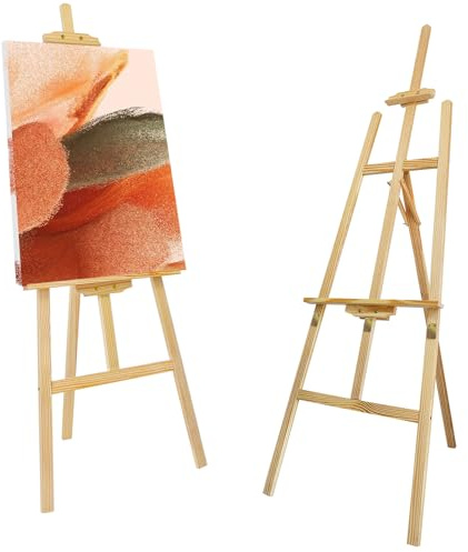 Künstler Staffelei aus Holz Groß 150cm, Leinwände bis 116cm, Verstellbare Leinwand Ständer, Holzstaffelei, Feldstaffelei, Staffeleien, Standstaffelei, Atelierstaffelei für Kunstmalerei & Außenwerbung