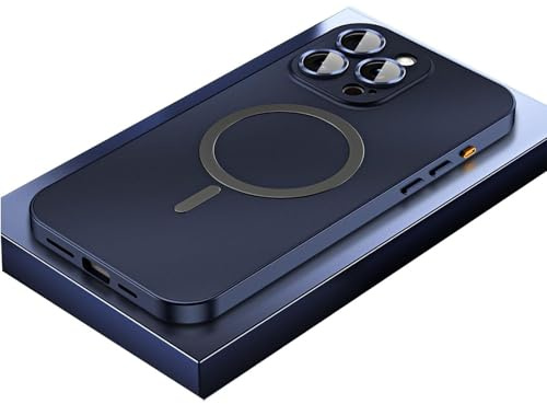 Generisch Magnetic Charging Aluminum Metal Bumper Case for iPhone - Fully Wrapped Anti, Slim Alloy Cover with Camera Lens Protect 17/16/15/14/13/12 Pro Max/Air (for iPhone 16,Titanium Blue)