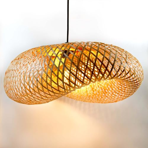 Lampenschirm, asiatisch, aus natürlichem Bambus, Ø 60 cm – Lampion, Hängeleuchte, traditionell, aus Weide – Dekoration und Handwerk aus Vietnam (S65-02)