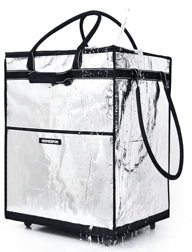 HOMESPON Foldable Shopping Trolley Bag on Wheels, Large Waterproof Reusable Grocery Tote, 5 Sturdy Handles Rolling Shopping Bag for Groceries, Laundry, Camping and Moving