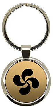 Porte clé en métal Or brossé gravure laser Croix basque Rectangle