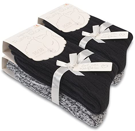 Footstar Damen Kuschel Socken (4 Paar) Warme und flauschige Soft Socken