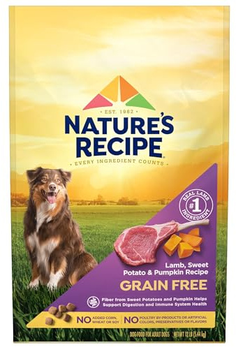 Nature's Recipe Grain Free Dry Dog Food, Lamb, Sweet Potato & Pumpkin Recipe, 12 lb. Bag