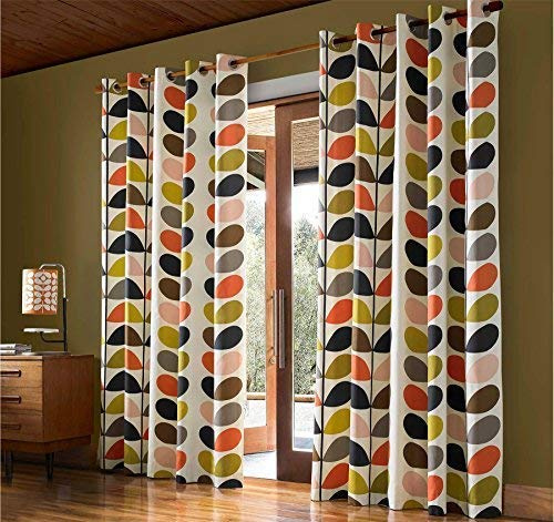 Orla Kiely Mehrfache Stiele Creme Orange Grün 90 X 90 - 229cm X 229cm Vorhänge Ringaufhängung