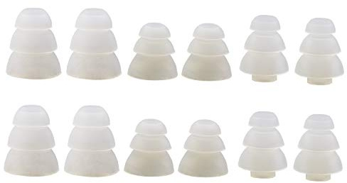 Motanar Triple Flange Ear Tip, 6 Pairs S/M/L Size Triple Three Flange Noise Isolate Silicone Cushion Ear Bud Tips with 4mm Connector Hole, Fit for Most in Ear Earphone (Clear(SML))