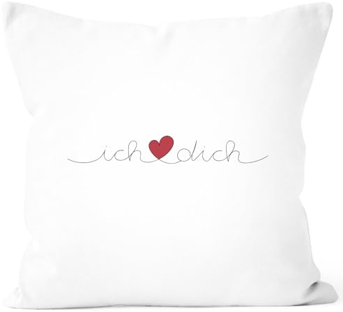 MoonWorks® Kissen-Bezug Ich Liebe Dich Valentinstag Geschenkidee Schriftzug Kissen-Hülle Deko-Kissen Baumwolle Weiss Unisize