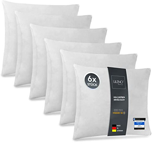 LILENO HOME 6er Set Kissenfüllung 65x65 cm - 40°C waschbares Innenkissen geeignet für Allergiker - Polyester Kisseninlet als Couchkissen, Sofa Kissen, Cocktailkissen und Kopfkissen