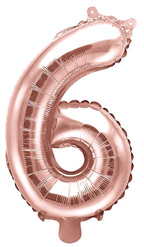 Folienballon Zahl 6 in Roségold 35cm Luftballons Party Deko