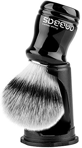 Anbbas Rasierpinsel mit Schwarz Halter,2in1 Rasierset Kunsthaar Hochwertiger Harz Griff Rasierschaum Pinsel Perfekt für Herren Rasur