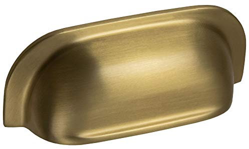 Gedotec Muschelgriff Schiebetür Schubladengriff Metall Schalengriff Vintage - FABIO | Antik Messing gebürstet | Möbelgriff Küche zum Schrauben | 109 x 42 mm | 1 Stück - Griff-Muschel im Landhaus-Stil