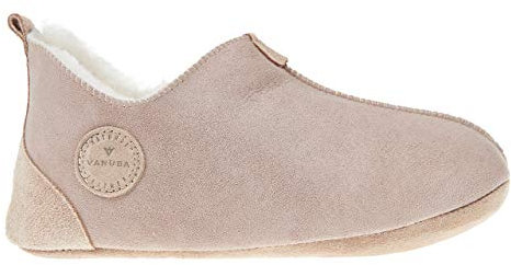 Vanuba Handgemacht Lammfell Hausschuhe Damen Winter Oxford Warme Hausschuhe Geschlossen - Pantoffeln Damen - Hüttenschuhe 41 Beige/Weiß