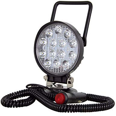 AUXTINGS 4 pouces 42W rond Portable LED lumière de travail Offroad Spot Light interrupteur allume-cigare avec support de base magnétique pour remorque tracteur camion ingénierie maintenance camping