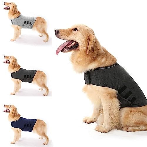 Anti-Angst-Hundejacke Hund Beruhigungsmantel Haustier Stressabbau Hemd Warme Beruhigungsweste Leichte Donner Hund Wickel Hund Angst Jacke (Dunkelgrau M)