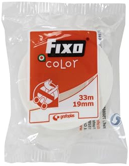 Fixo Color - Nastro adesivo colorato, bianco opaco, 19 x 33 mm, facile da tagliare con le mani, finitura lucida, perfetto per artigianato scolastico, decorazioni o regali