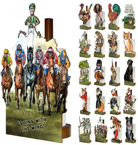 Looprints Fun Toilet Roll Storage & Kitchen Towel Holder Wooden Stand | Bryn Parry Horse Racing Art | Novelty Kitchen & Bathroom Decor & Accessories | A Standout Piece Of Functional Equestrian Decor.