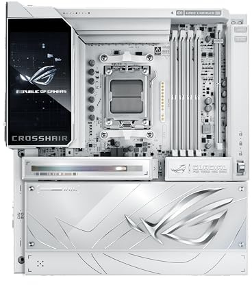 ASUS ROG CROSSHAIR X870E GLACIAL, Scheda Madre AMD EATX, Slot DDR5, Bianca | 24+2+2 Fasi di Alimentazione, Ethernet Dual Realtek 10G, PCIe 5.0, PCIe 4., USB4, USB-C, ASUS AI Advisor, Schermo a Colori