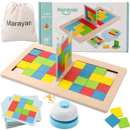 MARAYAN, Jeux de société Famille, pour Enfant et Grand de 3 à 60 Ans, Games Montessori Smart, Cadeau Fille Garcon, Jeu de Voyage logique et memoire, Casse Tete, Puzzle en Bois