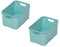 BranQ - Home essential Korb in Rattan Design 2er Set Grösse L 19 l, BPA-frei Kunststoff PP, Minze, 38x27,8x18,5 cm, 2 Stk.