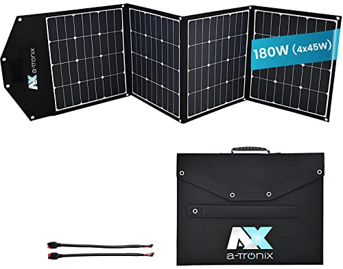 a-TroniX® 180W Solartasche 0% MwSt §12 III UstG 4x45W faltbares Solarpanel für Outdoor-Einsatz, Camping, Wohnmobil Boote, Solarmodul faltbar wasserabweisend Anschluss an Solarladeregler Powerstation