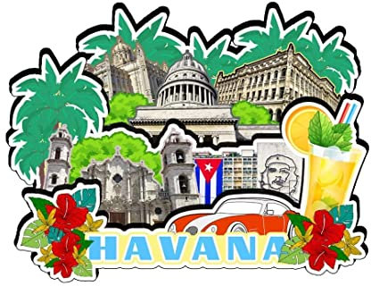 Kühlschrankmagnet Havanna Kuba Holzmagnet Kunst Souvenirs Kreative Sammlung Handgemachte Reise Zuhause Büro Geschenke Landschaft Kühlschrank Dekor 1002