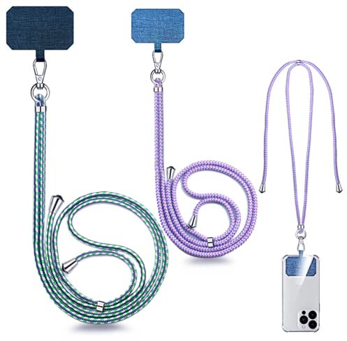 SWINILAYA Cordón Portamóvil Universal con Adaptador para Teléfono - Cuerda Ajustable para Cuello con Gancho y Parche de Plástico - Lanyard para Móviles, Llaves y Accesorios