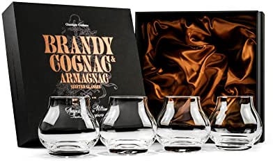 GLASSIQUE CADEAU Kleine 240 ml Brandy und Cognac Professionelle Tasting und Nosing Gläser | 4er Set | Kristall Spülmaschinenfest Cognacschwenker Ohne Stiel | Cognacgläser Geschenkset