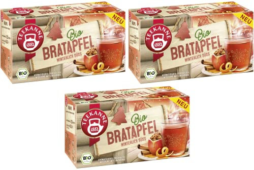 Teekanne Bio Bratapfel | 3er Pack | Wintertee | Winterlich Süßer Tee von Teekanne in Bioqualität| NEU