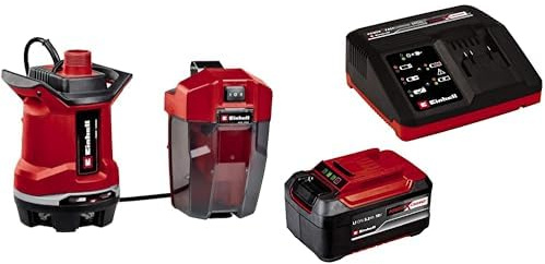 Einhell Akku-Schmutzwasserpumpe GE-DP 18/25 Li Power X-Change (18 V, 7.500 L/h Fördermenge, 5 m Förderhöhe, ECO- und BOOST-Modus, inkl. 5,2 Ah Akku und Ladegerät)