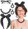 BETESSIN 4TLG Rockabilly Accessoires Damen 50er Jahre Kostüm Kleid Zubehör 60er Jahre Outfit Schwarz Gepunkte Haarband Polka Dots Stirnband Brille Halskette für 1950s Mottoparty Retro Karneval Party