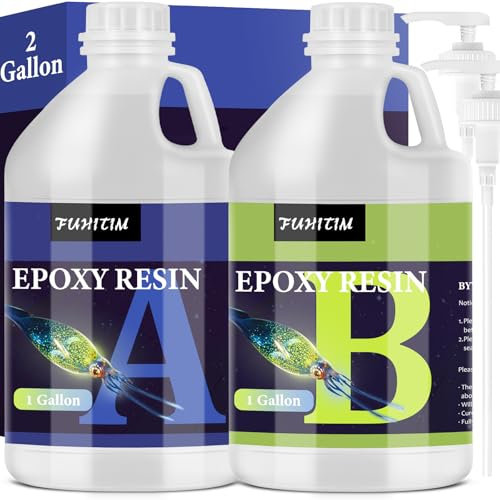 FUHITIM Epoxy Resin 2 Gallon,Crystal Clear Epoxy Resin Kit(1 Gallon x 2)