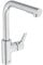 Ideal Standard – Gusto Miscelatore cucina, Bocca alta tonda a L, con doccetta estraibile e due modalità di getto, bocca girevole a 360°, facile da installare con fissaggio EasyFix+, Cromato