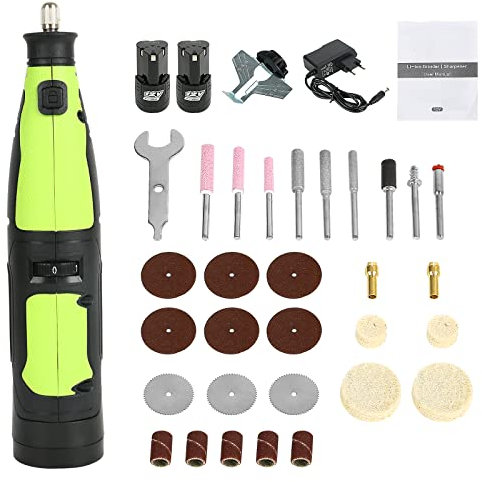 Elektrisches Kettenschärf Set,12V 55W Power Chain Saw Sharpen Tool Wiederaufladbarer Kettenschärfer Kettensägen Schärfgerät (2 Batterie)