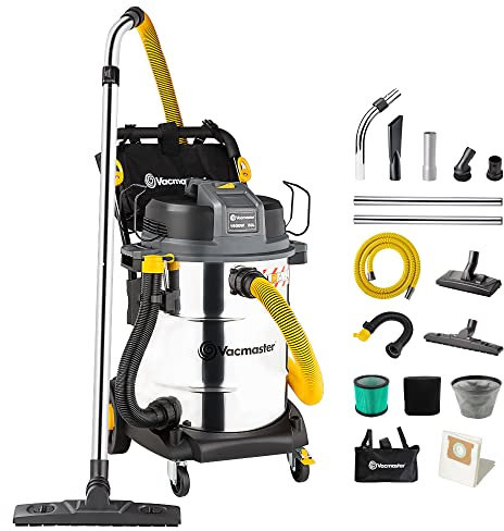 Vacmaster Nass- & Trockensauger Werkstattsauger ohne Beutel Mehrzwecksauger VJE1650SW-03L, Wasser-Staubsauger mit HEPA 13 Filtrierung, 1600w 50l mit Hepa