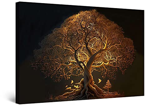 Startonight Leinwand Wandkunst – Brauner Lichtbaum des Lebens Rembrandt Gemälde – Kunstwerk Ffür Wohnzimmer Großes Bild Heim Dekoration Drucken Moderne Malerei Wohnzimmer Groß 80 x 120 cm