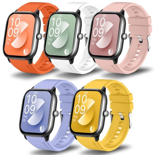 ASDONAL 5 Pièces Bracelets 20mm Compatible avec Amazfit GTS 4/GTS 4 Mini, GTS 3, GTS 2/GTS 2 Mini/GTS 2e, Bracelet pour Amazfit Bip 3/Bip 3 pro, Bip U/Bip U Pro, Bip S/Bip S Lite, Bip/Bip Lite