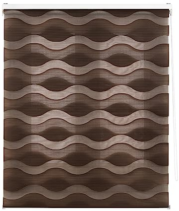 Decorblind Doppellagiges Rollo für Nacht und Tag, Installation an Wand oder Decke, Maße Vorhang: 120 x 180 cm Breite x Länge/Maße Vorhang: 117 x 175 cm, braun, Fenstervorhang